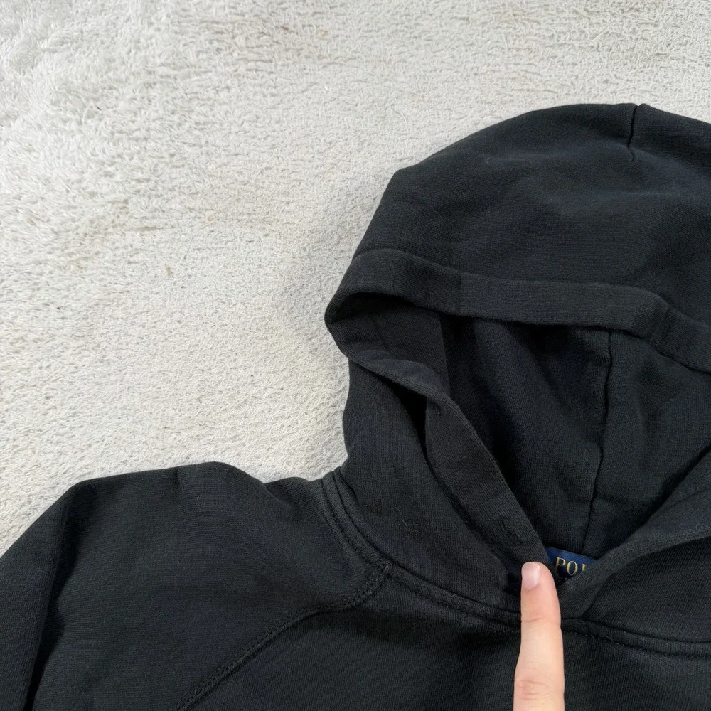 Polo Ralph Lauren Hoodie Mens Small Black Fleece Pony Cotton Pullover